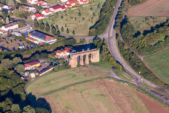 Viaduct of the railway bridge structure to route the railway tracks in Marnheim in the state Rhineland-Palatinate, Germany