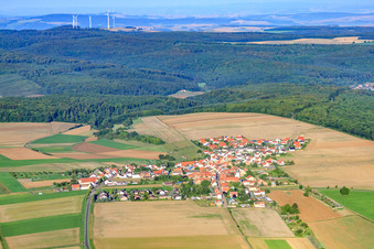 Village view from the east in Orbis in the state Rhineland-Palatinate, Germany