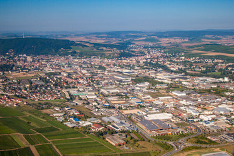 Aerial view of Town View of the streets and houses of the residential areas in Bad Kreuznach in the state Rhineland-Palatinate