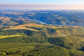 View over the Hunsrück to Bacharach in Bacharach in the state Rhineland-Palatinate, Germany