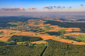 View of the town from the northeast in Rheinböllen in the state Rhineland-Palatinate, Germany