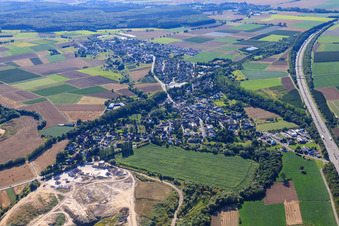 View of the town south of the A61 from the east in the district Ringen in Grafschaft in the state Rhineland-Palatinate, Germany