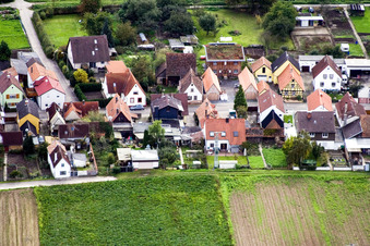 Gänsried in Freckenfeld in the state Rhineland-Palatinate, Germany from the plane