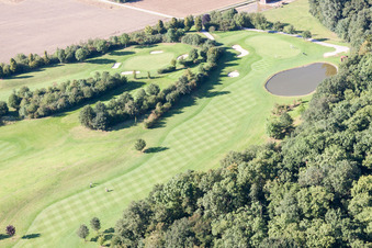 Aerial photograpy of Grounds of the Golf course at Golf Club Schloss Miel in the district Miel in Swisttal in the state North Rhine-Westphalia, Germany