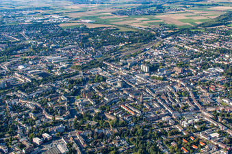 Town View of the streets and houses of the residential areas in the district Guerzenich in Dueren in the state North Rhine-Westphalia
