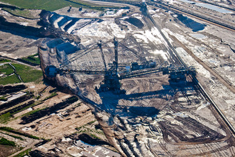 Dredging conveyor bridge in brown coal mine in Inden in the state North Rhine-Westphalia