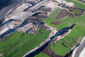 Aerial photograpy of Dredging conveyor bridge in brown coal mine in Inden in the state North Rhine-Westphalia