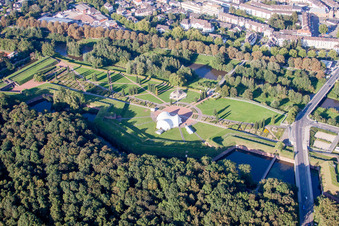 Aerial photograpy of Park of Pulvermagazin Juelich / Brueckenkopfpark in Juelich in the state North Rhine-Westphalia, Germany