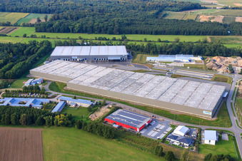 Oblique view of ZUFALL logistics group - Branch Kandel and STS Group in the Horst industrial park in the district Minderslachen in Kandel in the state Rhineland-Palatinate, Germany