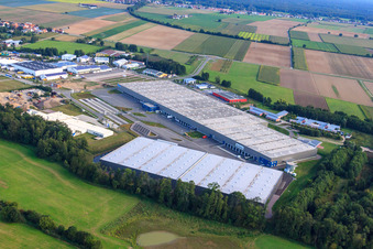 Drone recording of ZUFALL logistics group - Branch Kandel and STS Group in the Horst industrial park in the district Minderslachen in Kandel in the state Rhineland-Palatinate, Germany