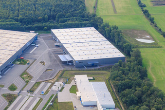 ZUFALL logistics group - Branch Kandel and STS Group in the Horst industrial park in the district Minderslachen in Kandel in the state Rhineland-Palatinate, Germany seen from a drone