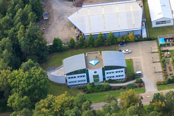 Oblique view of Ship-hull-shaped house on Kandeler Straße in Rheinzabern in the state Rhineland-Palatinate, Germany