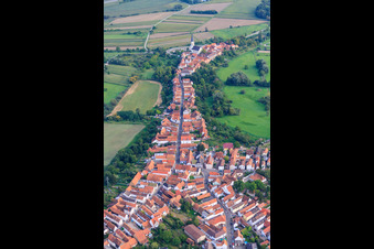 Hinterstädel from the north in Jockgrim in the state Rhineland-Palatinate, Germany out of the air