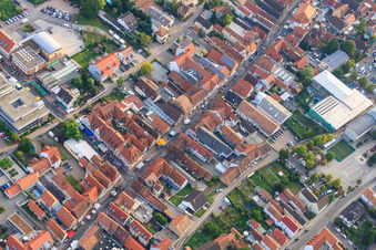 Aerial view of City Festival 2011 in Haupt- and Gartenstr in Kandel in the state Rhineland-Palatinate, Germany
