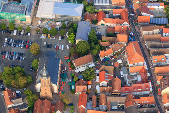Oblique view of City Festival 2011 at the Plätzel in Kandel in the state Rhineland-Palatinate, Germany