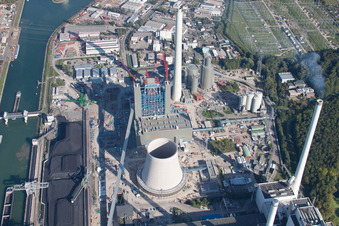 Power station plants of the combined heat and power station - regional heat of the ENBW in the district Daxlanden in Karlsruhe in the state Baden-Wurttemberg