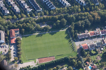 Aerial view of FC Busenbach 1920 eV in the district Busenbach in Waldbronn in the state Baden-Wuerttemberg, Germany