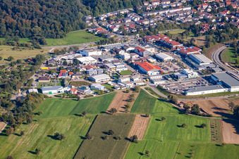 Hertzstr commercial area in the district Langensteinbach in Karlsbad in the state Baden-Wuerttemberg, Germany