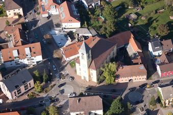 District Langensteinbach in Karlsbad in the state Baden-Wuerttemberg, Germany viewn from the air