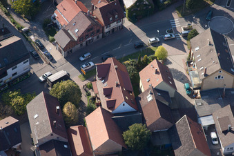 Main Street in the district Langensteinbach in Karlsbad in the state Baden-Wuerttemberg, Germany from above