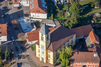 District Langensteinbach in Karlsbad in the state Baden-Wuerttemberg, Germany from the drone perspective