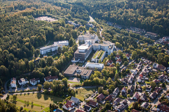 Aerial view of SRH Hospital Karlsbad-Langensteinbach in the district Langensteinbach in Karlsbad in the state Baden-Wuerttemberg, Germany