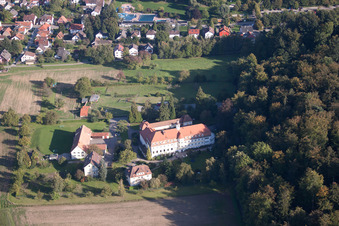 Oblique view of Bible Home in the district Langensteinbach in Karlsbad in the state Baden-Wuerttemberg, Germany