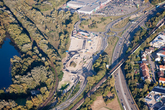Aerial photograpy of District Maximiliansau in Wörth am Rhein in the state Rhineland-Palatinate, Germany