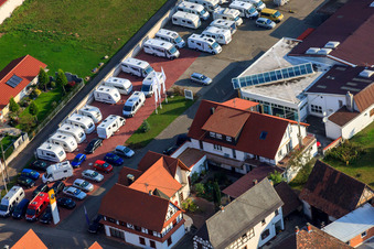 Aerial view of Dacia Minfeld Autohaus Frey GmbH & Co. KG in Minfeld in the state Rhineland-Palatinate, Germany