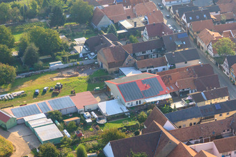 Aerial view of Agricultural holding in Minfeld in the state Rhineland-Palatinate, Germany