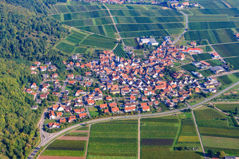 Wine-growing village at the foot of the Madenburg ruins in Eschbach in the state Rhineland-Palatinate, Germany