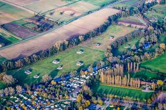 Aerial view of Mhou Ostrich Farm in Rülzheim in the state Rhineland-Palatinate, Germany