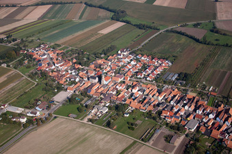 Oblique view of Village view in Erlenbach bei Kandel in the state Rhineland-Palatinate, Germany