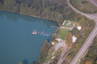Aerial view of Sailing club in the district Neudorf in Graben-Neudorf in the state Baden-Wuerttemberg, Germany