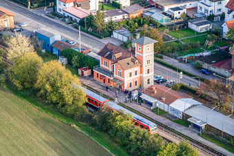 Station building and track systems of the S-Bahn station Ruelzheim in Ruelzheim in the state Rhineland-Palatinate, Germany