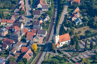 Protestant church and cemetery in the district Sennfeld in Adelsheim in the state Baden-Wuerttemberg, Germany