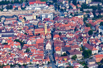 Market square in the old town in Bad Mergentheim in the state Baden-Wuerttemberg, Germany