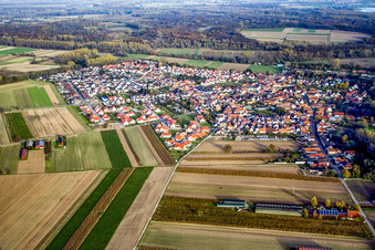 Aerial photograpy of Village from the west in Hördt in the state Rhineland-Palatinate, Germany