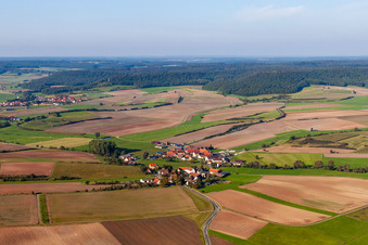 Aerial view of Village view in the district Burgambach in Scheinfeld in the state Bavaria, Germany