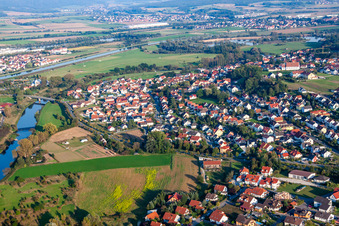 Aerial view of District Sassanfahrt in Hirschaid in the state Bavaria, Germany