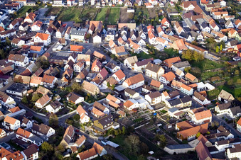 Aerial view of Schulzenstr in Hördt in the state Rhineland-Palatinate, Germany