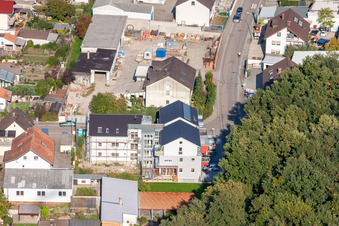 Drone recording of Garden City settlement in Kandel in the state Rhineland-Palatinate, Germany