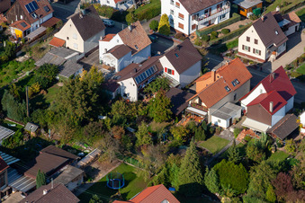 Garden City settlement in Kandel in the state Rhineland-Palatinate, Germany seen from a drone