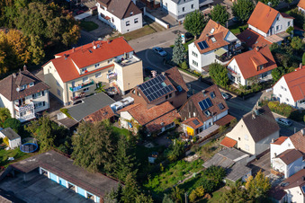 Aerial view of Garden City settlement in Kandel in the state Rhineland-Palatinate, Germany