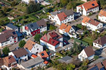 Garden City settlement in Kandel in the state Rhineland-Palatinate, Germany from above