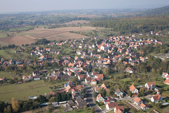 Bird's eye view of Merkwiller-Pechelbronn in the state Bas-Rhin, France