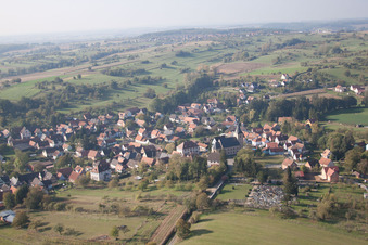 Preuschdorf in the state Bas-Rhin, France viewn from the air