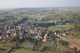 Drone recording of Preuschdorf in the state Bas-Rhin, France