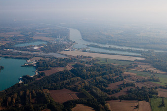 Harbor in Lauterbourg in the state Bas-Rhin, France out of the air