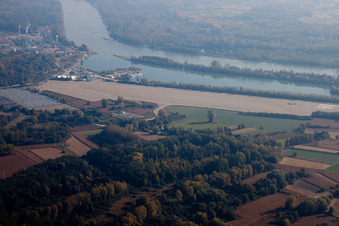 Harbor in Lauterbourg in the state Bas-Rhin, France seen from above